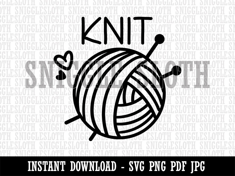 Ball Of Yarn Knit Knitting Clipart Digital Download SVG PNG JPG PDF Cut Files