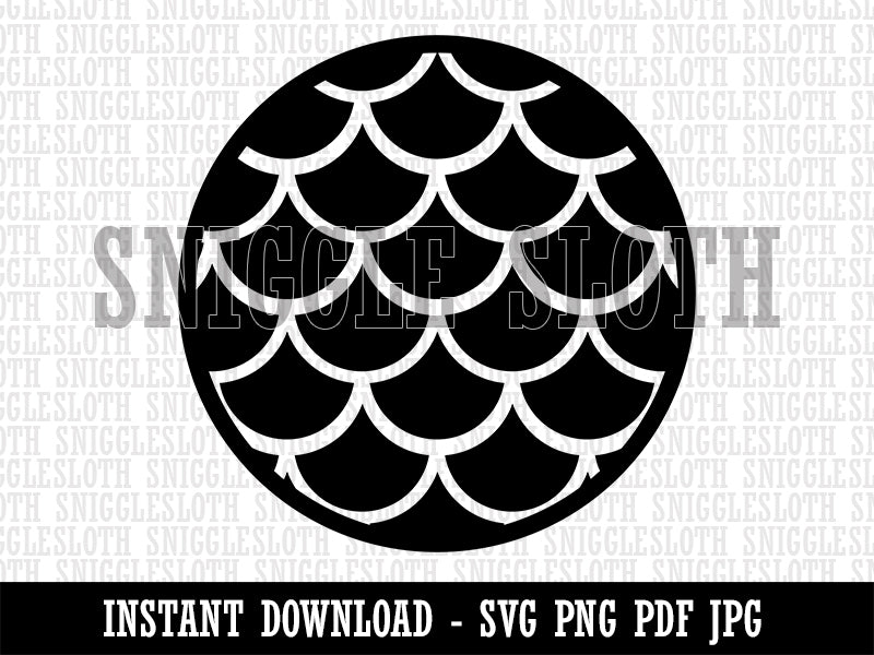 Mermaid Dragon Fish Scales Circle Clipart Digital Download SVG PNG JPG PDF Cut Files