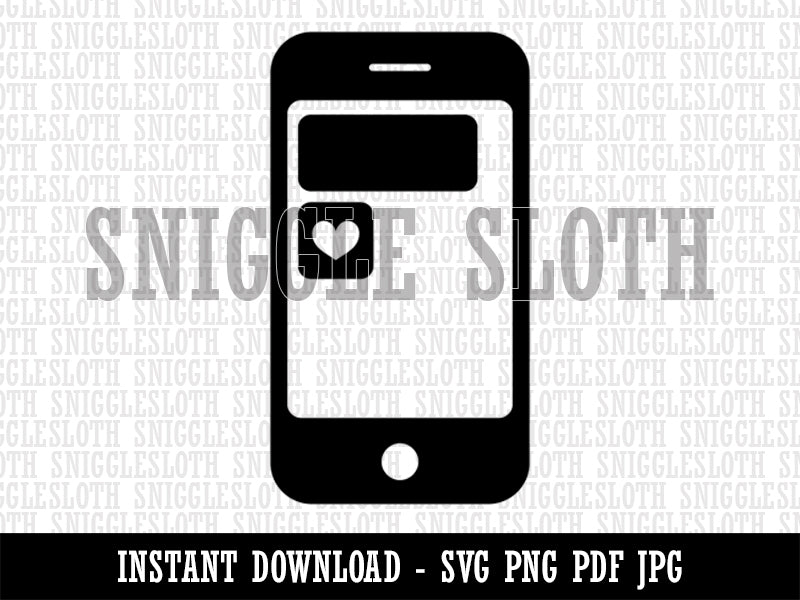 Mobile Tablet Phone Heart Text Message Clipart Digital Download SVG PNG JPG PDF Cut Files