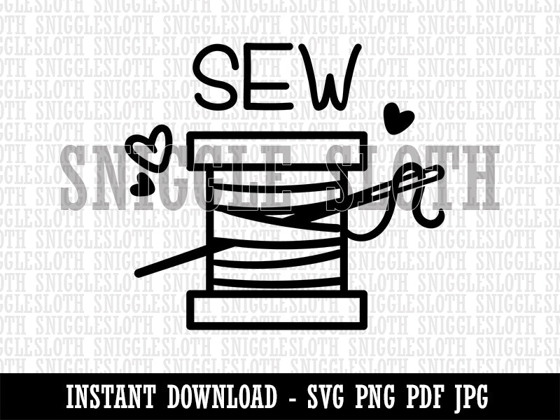 Spool of Thread Sew Sewing Clipart Digital Download SVG PNG JPG PDF Cut Files