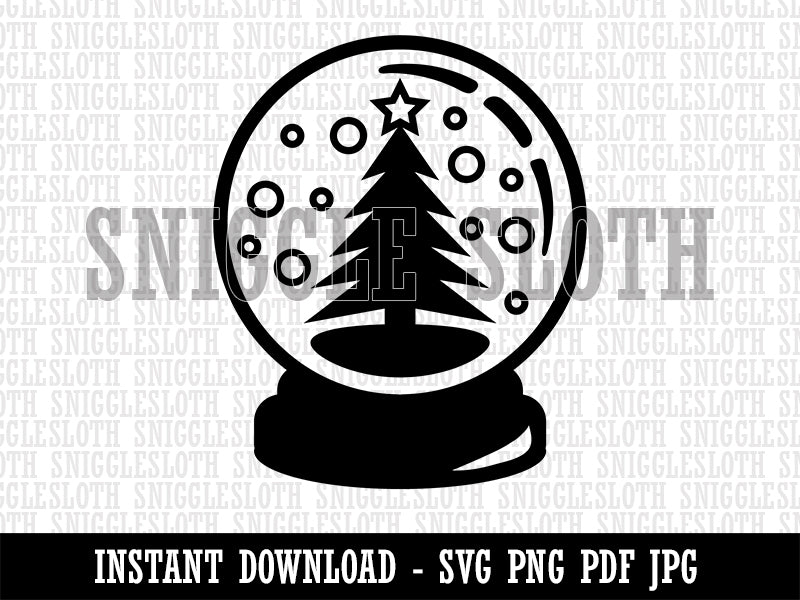 Christmas Tree in Snowglobe Clipart Digital Download SVG PNG JPG PDF Cut Files