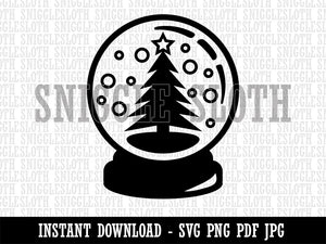 Christmas Tree in Snowglobe Clipart Digital Download SVG PNG JPG PDF Cut Files