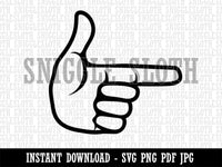 Finger Gun Hand Pointing Clipart Digital Download SVG PNG JPG PDF Cut Files