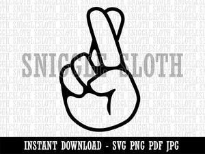 Fingers Crossed Promise Hand Gesture Clipart Digital Download SVG PNG JPG PDF Cut Files