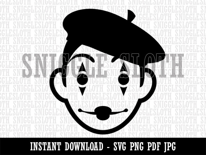 French Mime with Beret Clipart Digital Download SVG PNG JPG PDF Cut Files