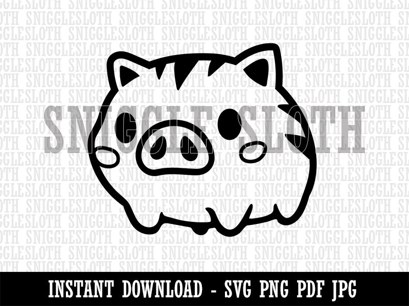 Fun Chibi Wild Boar Pig Swine Clipart Digital Download SVG PNG JPG PDF Cut Files