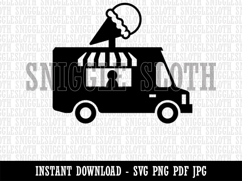 Ice Cream Truck Clipart Digital Download SVG PNG JPG PDF Cut Files