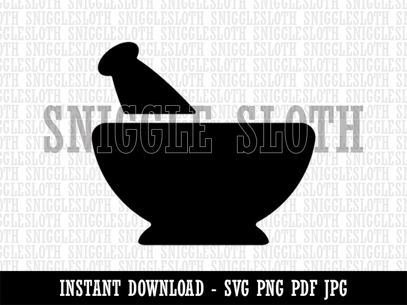 Mortar and Pestle Pharmacy Alchemy Icon Clipart Digital Download SVG PNG JPG PDF Cut Files