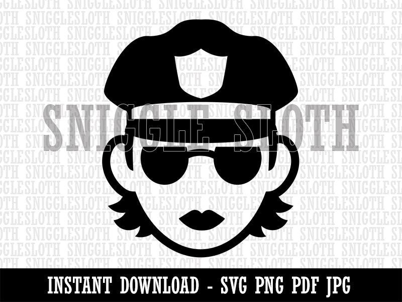 Occupation Police Officer Woman Icon Clipart Digital Download SVG PNG JPG PDF Cut Files