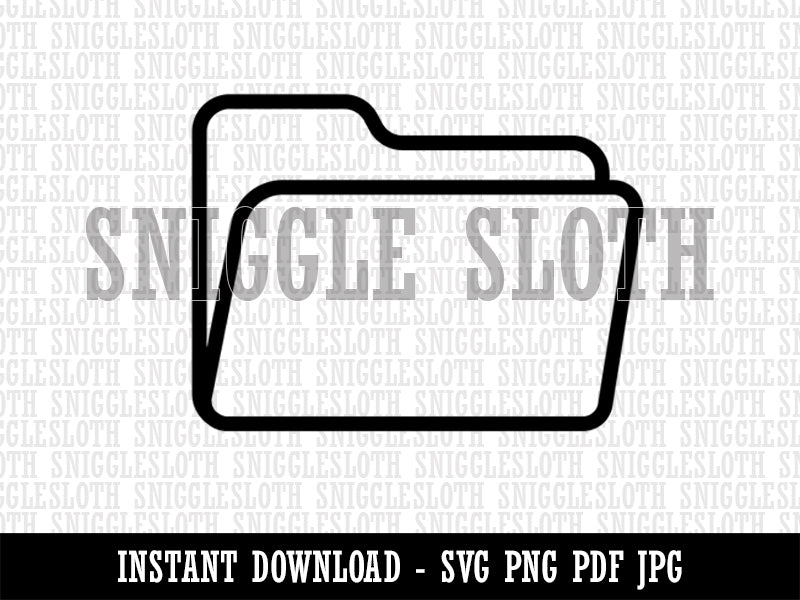 Open Empty Folder Icon Clipart Digital Download SVG PNG JPG PDF Cut Files