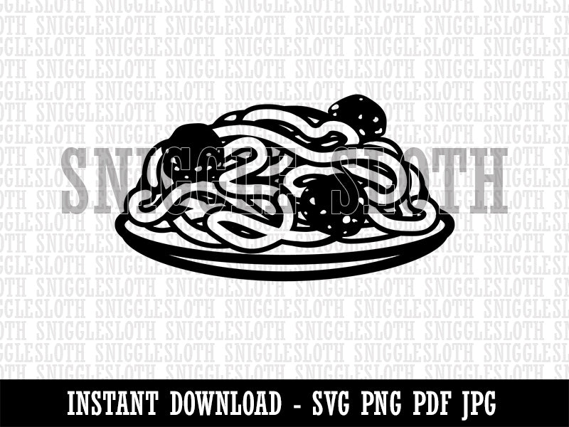 Spaghetti and Meatballs Italian Pasta Clipart Digital Download SVG PNG JPG PDF Cut Files