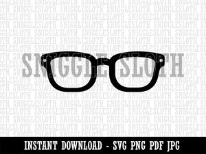 Thick Framed Glasses Geek Hipster Clipart Digital Download SVG PNG JPG PDF Cut Files