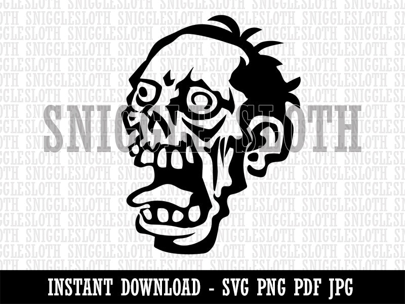 Zombie Undead Creepy Head Clipart Digital Download SVG PNG JPG PDF Cut Files