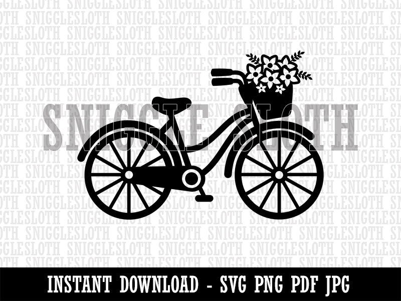 Bike with Flowers Clipart Digital Download SVG PNG JPG PDF Cut Files
