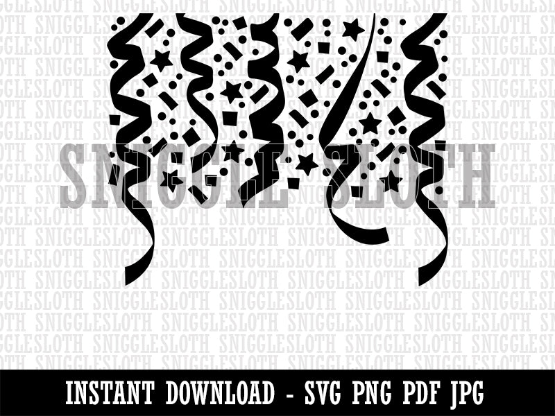 Confetti and Streamers Celebration Party Clipart Digital Download SVG PNG JPG PDF Cut Files