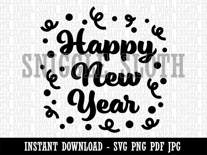 Happy New Year Confetti Clipart Digital Download SVG PNG JPG PDF Cut Files