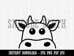 Peeking Cow Clipart Digital Download SVG PNG JPG PDF Cut Files