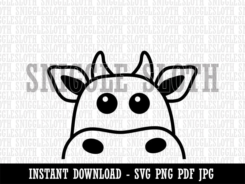 Peeking Cow Clipart Digital Download SVG PNG JPG PDF Cut Files