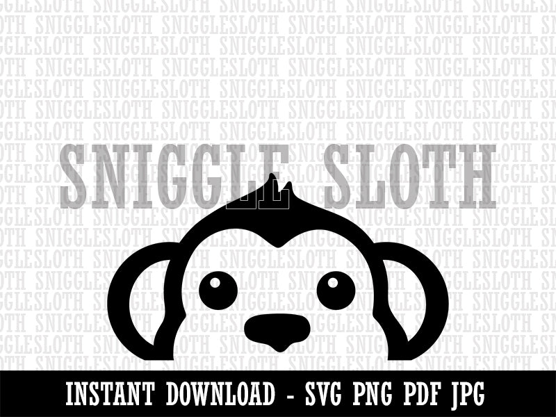 Peeking Monkey Clipart Digital Download SVG PNG JPG PDF Cut Files
