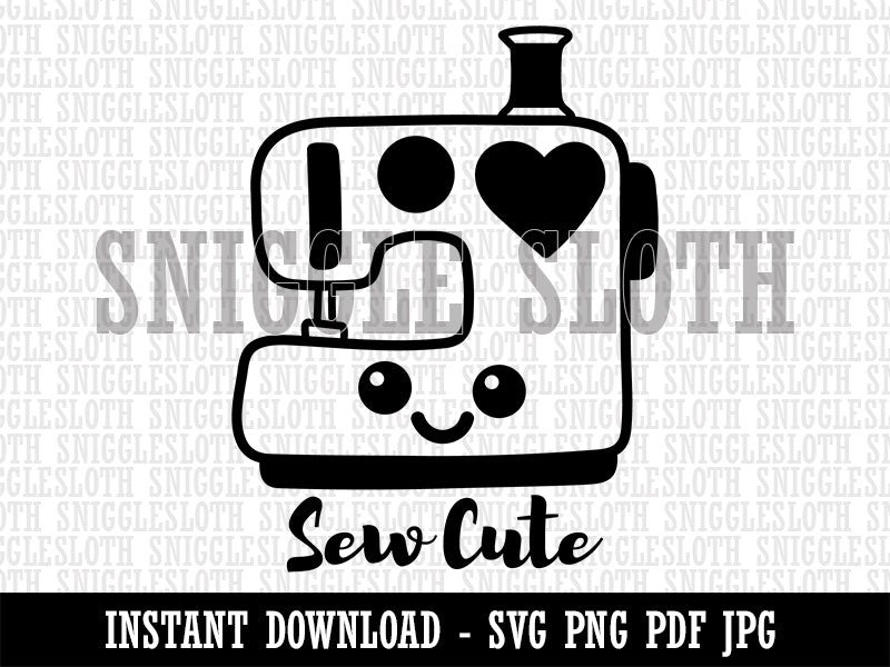 Sew Cute Kawaii Sewing Machine Clipart Digital Download SVG PNG JPG PDF Cut  Files