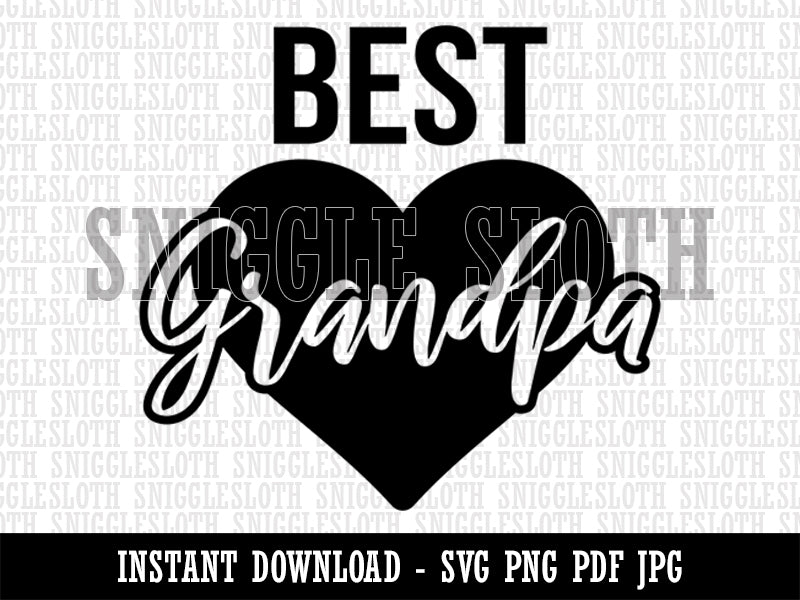 Best Grandpa in Heart Grandparent's Day  Clipart Digital Download SVG PNG JPG PDF Cut Files