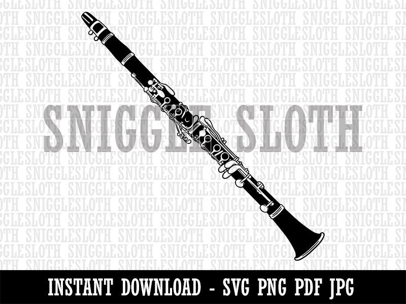 Clarinet Woodwind Musical Instrument Clipart Digital Download SVG PNG JPG PDF Cut Files