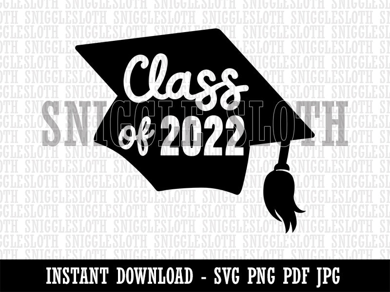 Class of 2022 Written on Graduation Cap Clipart Digital Download SVG PNG JPG PDF Cut Files