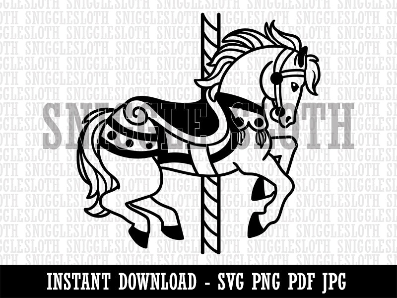 Fancy Carousel Horse Merry-Go-Round Clipart Digital Download SVG PNG JPG PDF Cut Files