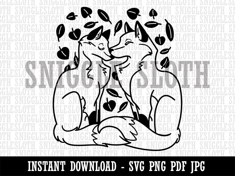 Foxes in Love Couple Anniversary Valentine's Day Clipart Digital Download SVG PNG JPG PDF Cut Files