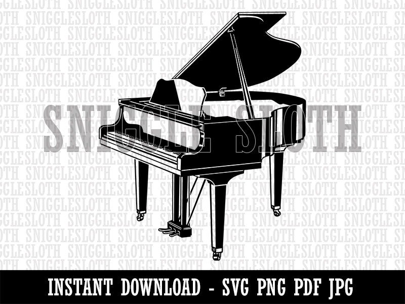 Grand Piano Musical Instrument Clipart Digital Download SVG PNG JPG PDF Cut Files