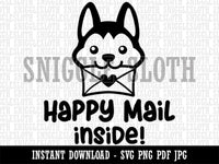 Happy Mail Inside Dog Holding Envelope  Clipart Digital Download SVG PNG JPG PDF Cut Files