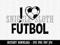 I Love Futbol Soccer Heart Shaped Ball Sports Clipart Digital Download SVG PNG JPG PDF Cut Files