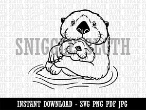 Mom Sea Otter and Baby Mother's Day Clipart Digital Download SVG PNG JPG PDF Cut Files