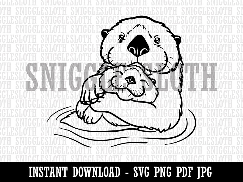 Mom Sea Otter and Baby Mother's Day Clipart Digital Download SVG PNG JPG PDF Cut Files