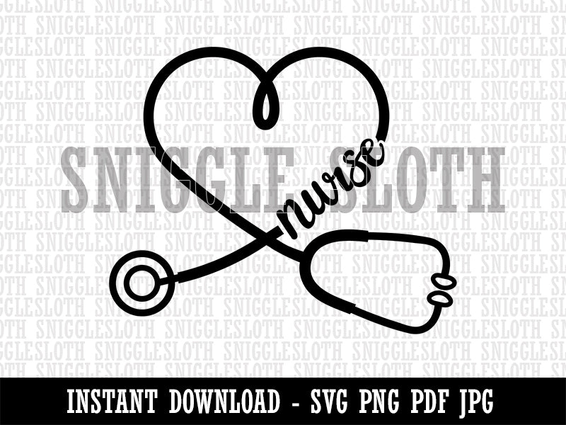 Nurse Heart Stethoscope Clipart Digital Download SVG PNG JPG PDF Cut Files