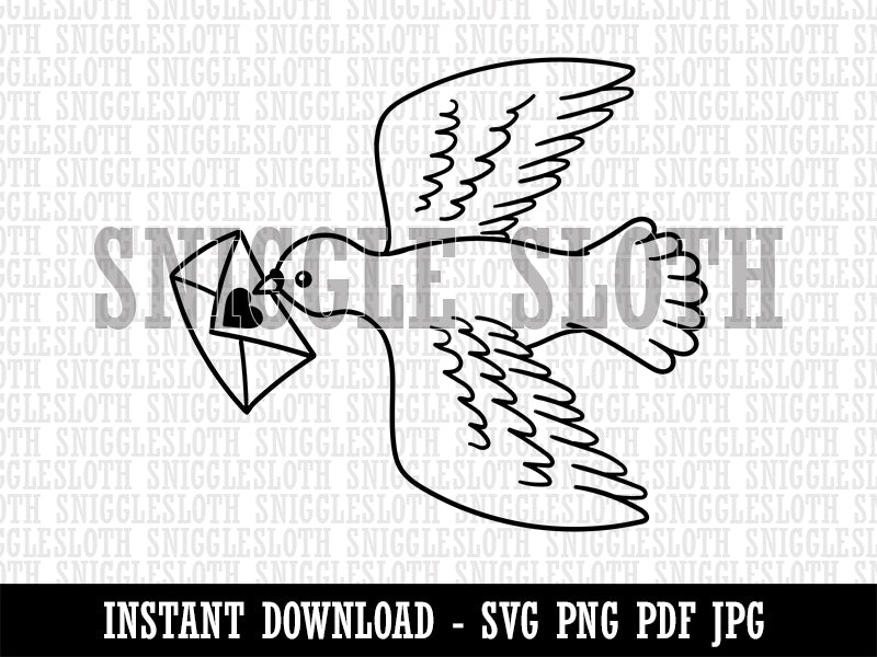 Messenger Bird Dove Pigeon Anniversary Valentine's Day Clipart Digital Download SVG PNG JPG PDF Cut Files