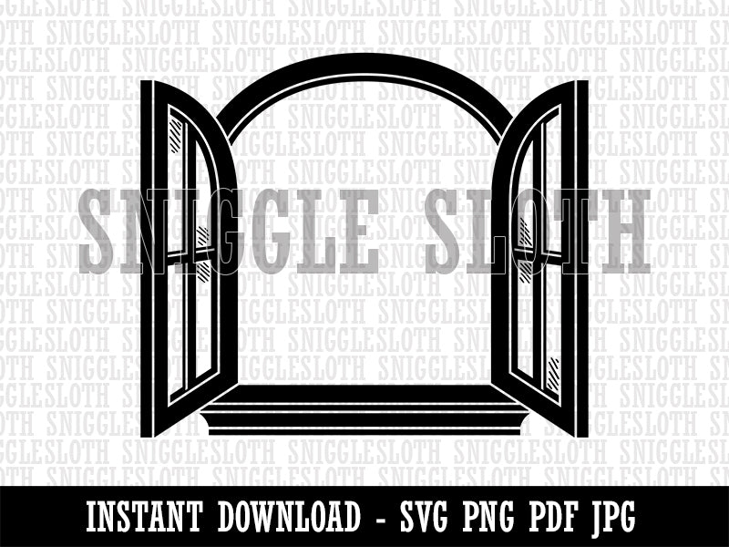 Window with Open Shutters Cottage Style Clipart Digital Download SVG PNG JPG PDF Cut Files