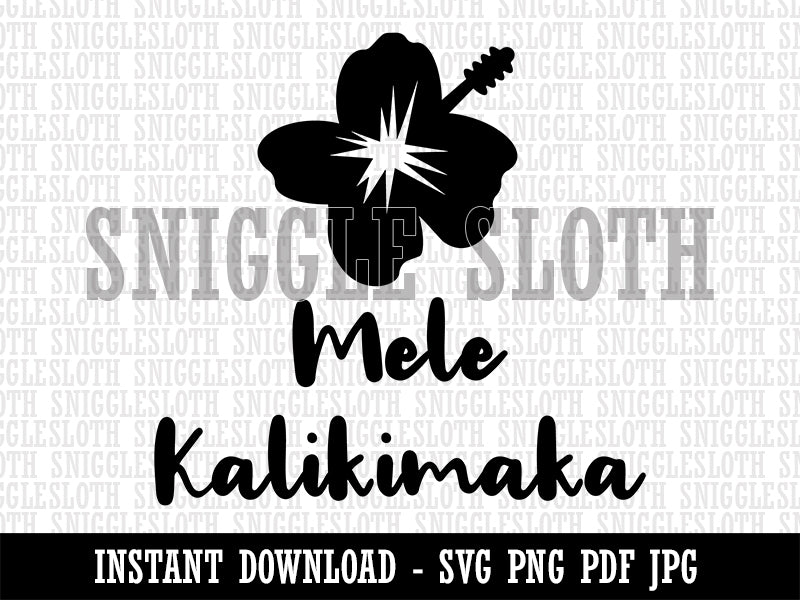 Mele Kalikimaka Hawaiian Merry Christmas Hibiscus Flower Clipart Digital Download SVG PNG JPG PDF Cut Files