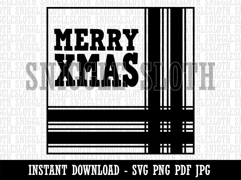 Merry Xmas Christmas with Corner Ribbon Clipart Digital Download SVG PNG JPG PDF Cut Files