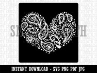 Paisley Heart On Square Clipart Digital Download SVG PNG JPG PDF Cut Files