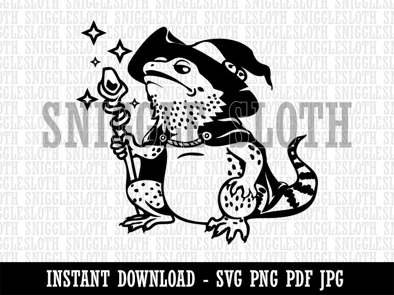 Bearded Dragon Wizard Lizard Clipart Digital Download SVG PNG JPG PDF Cut Files