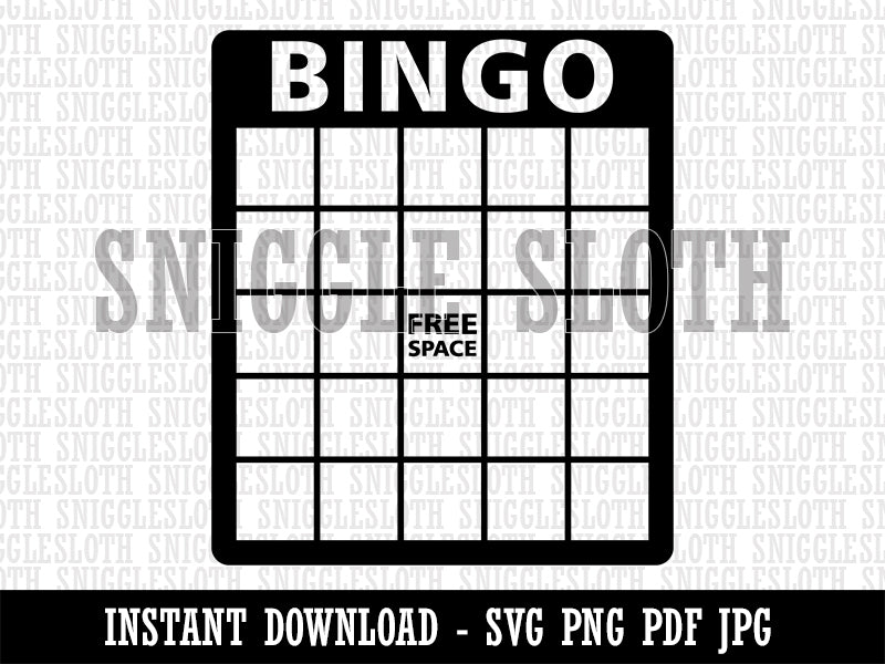 Blank Bingo Card Clipart Digital Download SVG PNG JPG PDF Cut Files