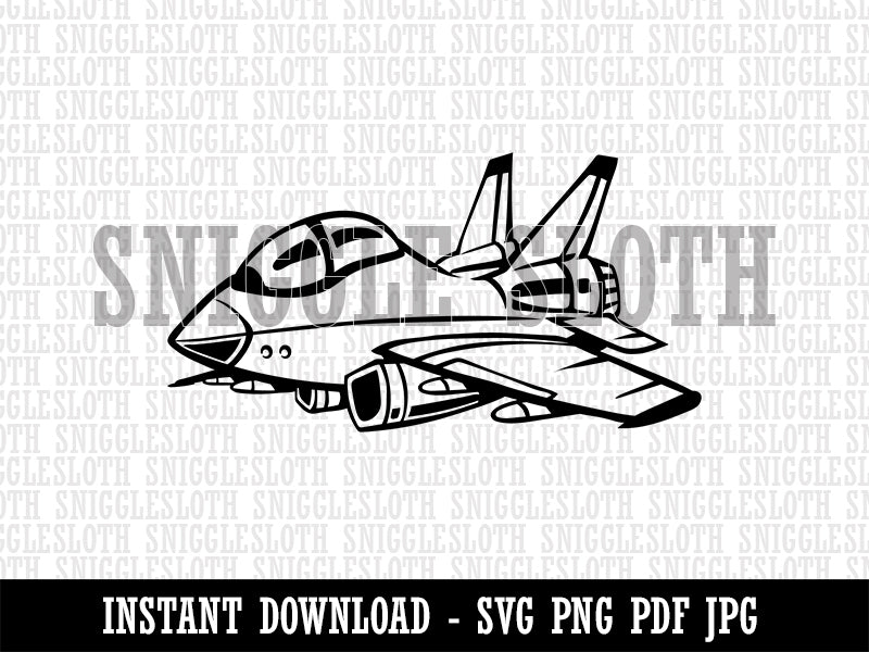 Cartoon Military Fighter Jet Airplane Clipart Digital Download SVG PNG JPG PDF Cut Files