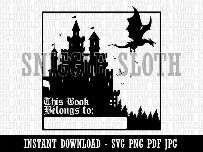 Dragon Castle This Book Belongs To Clipart Digital Download SVG PNG JPG PDF Cut Files