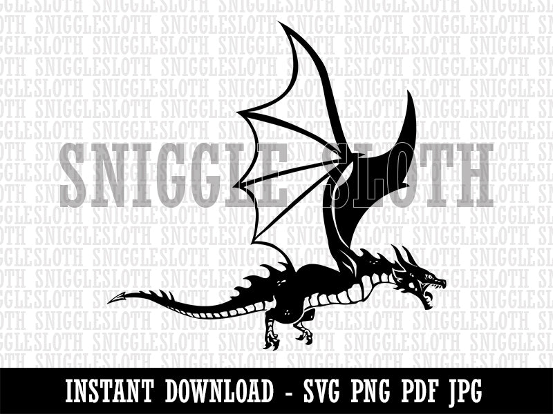 Fierce Flying Dragon Clipart Digital Download SVG PNG JPG PDF Cut Files