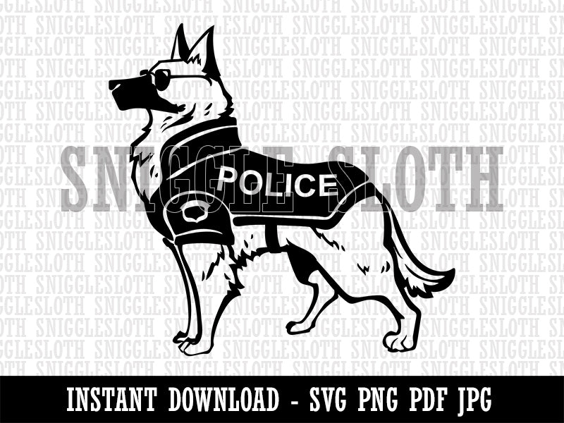 German Shepherd K-9 Police Dog Clipart Digital Download SVG PNG JPG PDF Cut Files