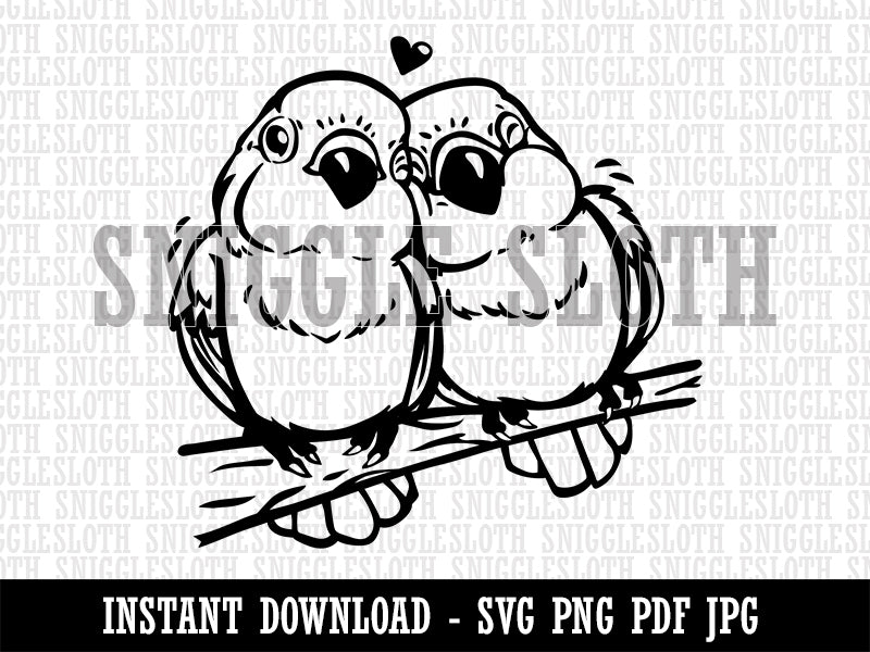 Pair of Lovebirds Parrots Anniversary Valentine's Day Clipart Digital Download SVG PNG JPG PDF Cut Files