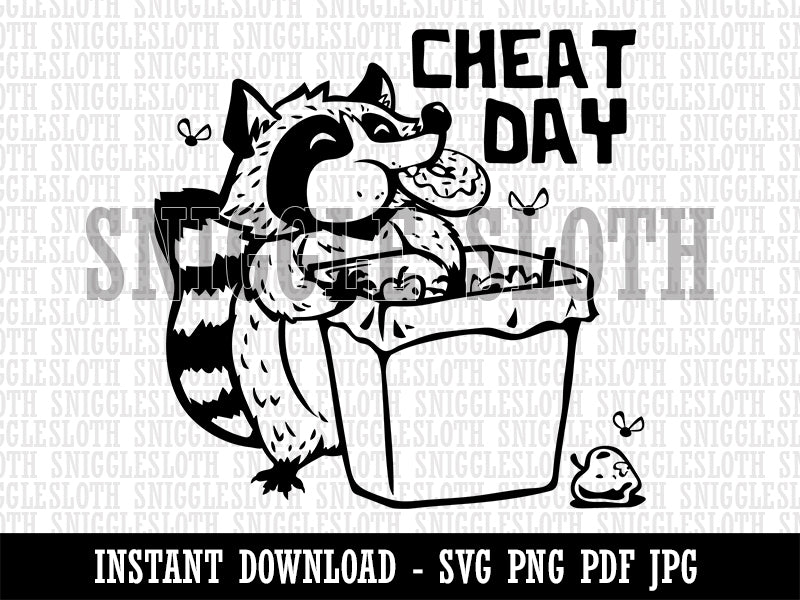 Raccoon Eating Trash Junk Food Cheat Day Diet Clipart Digital Download SVG PNG JPG PDF Cut Files