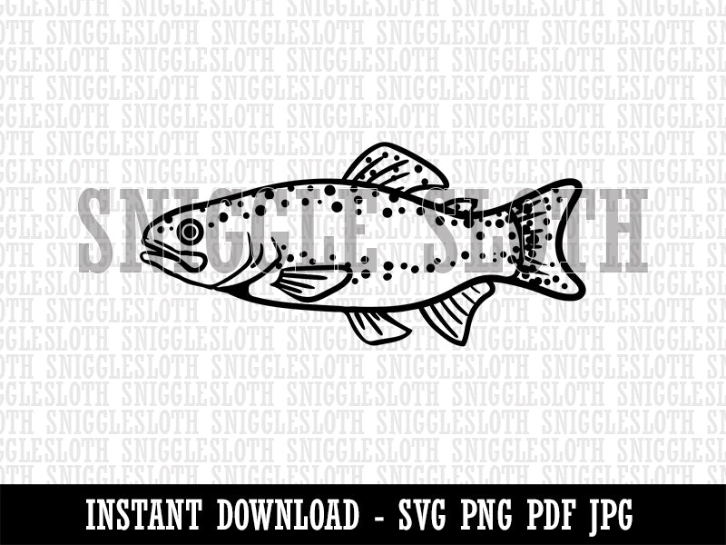 Rainbow Trout Fish with Spots Fishing Clipart Digital Download SVG PNG JPG PDF Cut Files