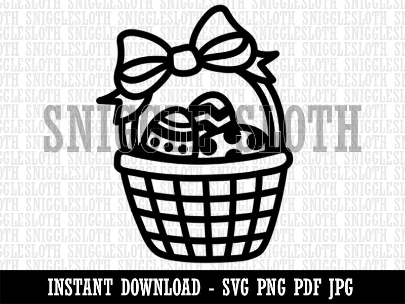 Easter Basket with Eggs Clipart Digital Download SVG PNG JPG PDF Cut Files